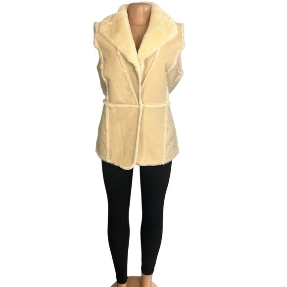 Workshop Republic Clothing Cream Faux Fur Vest - Picture 2 of 9